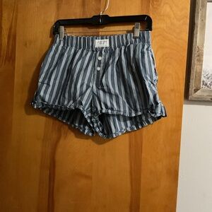 A&E Striped & Checkered Blue Button-Front Lounge Shorts (2 pairs)